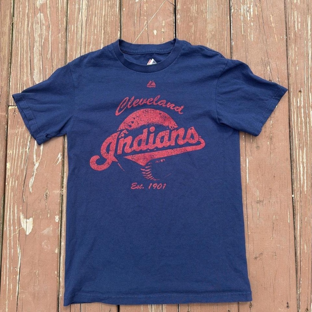 Majestic Vintage Cleveland Indians Navy T-Shirt
